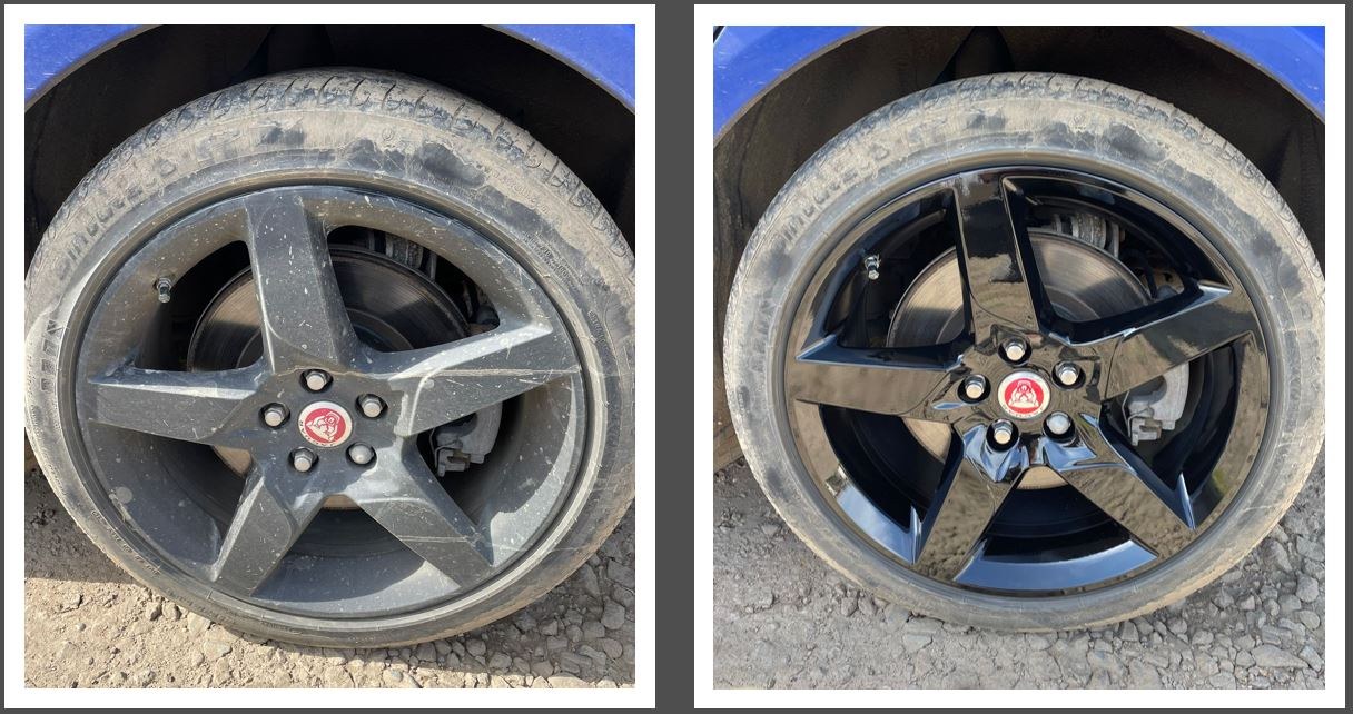 Kerbed five spoke alloy before, refinished in black after